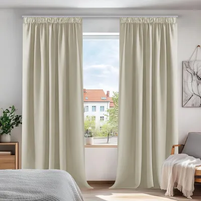 Produktbild von Verdunkelungsvorhänge Blickdicht mit Kräuselband Thermo 260x140cm Creme 2er Set