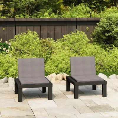 Immagine prodotto di The Living Store Sedie da giardino con cuscini 2 pezzi. Plastica grigia