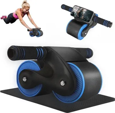 Produktbild von Famanu Bauchtrainer mit Telefonhalter und Rückziehfeder - Fitnessgerät für Zuhause