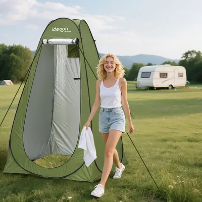 Produktbild von Pop-Up Toilettenzelt - Duschzelt & Umkleidezelt für Camping, Strand & Outdoor, tragbares Sichtschutzzelt grün, schneller Aufbau