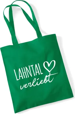 Produktbild von Huuraa Jutebeutel Lahntal verliebt 10 Liter Kelly Green Baumwolle Tasche Geschenkidee