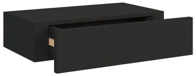 Image de Table de chevet suspendue avec tiroir, étagère murale, meuble de rangement, noir, 40 x 23,5 x 10 cm, MDF