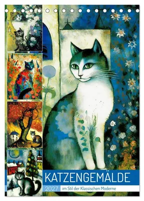 Produktbild von Katzengemälde (Tischkalender 2027 DIN A5 hoch), CALVENDO Monatskalender