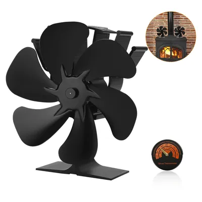 Produktbild von Yakimz Stromloser Kaminofen Ventilator Sonstiges Kaminzubehör Ofengebläse 6 Blatt Gebläse mit Thermometer