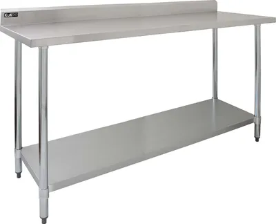 Obrázek produktu pro KuKoo Gastro Catering – nerezový pracovní stůl, kuchyňský stůl, přípravný stůl, gastronomický stůl, 90 cm (v) x 183 cm (d) x 60 cm (š), nosnost 250 kg, gastronomie, catering, nerezový stůl, gastronomická kuchyně