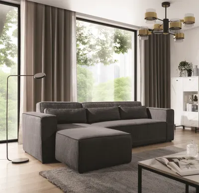 Produktbild von Ecksofa Schlafsofa WALDO Stoff Poso Anthrazit Ottomane Links