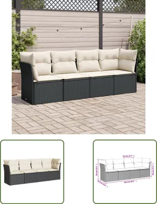 Produktbild von The Living Store 4-tlg. Garten-Sofagarnitur mit Kissen Schwarz Poly Rattan
