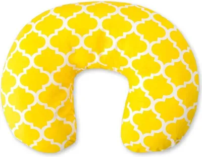 Image de Coussin d'allaitement Bobono en forme de haricot Ergonomique Maroko jaune 100% coton