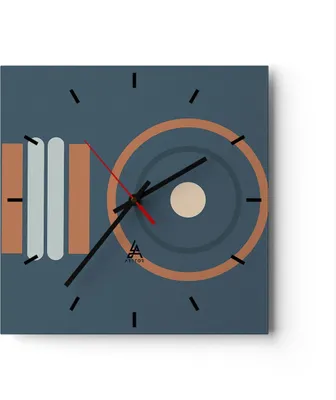 Produktbild von Wanduhr - Quadrat - Glasuhr - Abstrakt modern Muster - 30x30cm - Schleichendes Uhrwerk - Lautlos - zum Aufhängen bereit - Dekoration Modern - Wanddekoration aus Glas - C3AC30x30-4567