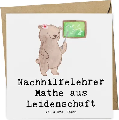 Produktbild von Mr. & Mrs. Panda Grußkarte Nachhilfelehrer Mathe Leidenschaft - Weiß - Geschenk, anlasskarte, Glückwunschkarte, Nachhilfe, Witzig, doppelkarte, Mathematik, Lustig, Spruch