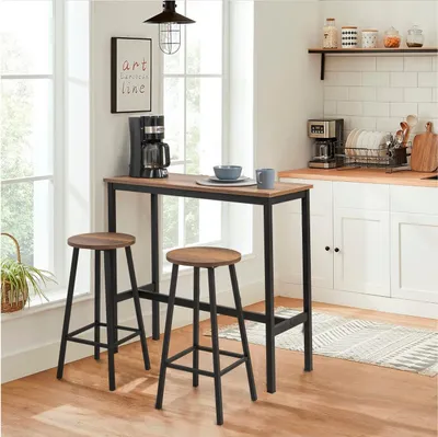 Produktbild von Skye Decor, Mola Set 100 - Barok Black, Bartisch- und Hocker-Set (3-teilig), Schwarz, 100 % Spanplatte, 100 x 40 x 90 cm