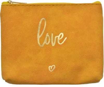 Image de Juleeze JZTB0080Y Trousse de toilette Jaune 13x1x10 cm avec inscription Love dorée