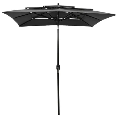 Image de vidaXL Parasol avec mât en aluminium 3 couches anthracite 2x2 m