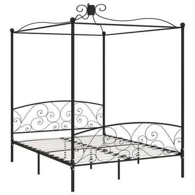 Immagine prodotto di Letto a Baldacchino Nero in Metallo 160x200 cm