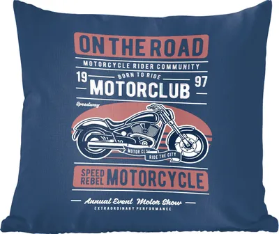 Produktbild von MuchoWow® Zierkissen Sofakissen Wohnzimmer Dekokissen 40x40 cm Motorrad - Retro - Zitat - Foto Kissen - Schlafzimmer Dekoration