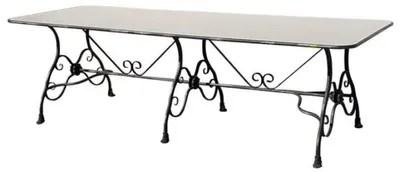 Image de Casa Padrino Table de Jardin Art Nouveau Crème Antique / Brun Antique 250 x 90 x H. 75 cm - Table de Jardin Nostalgique en Fer Forgé - Meubles de Jardin Art Nouveau en Fer Forgé - Meubles de Jardin Nostalgiques