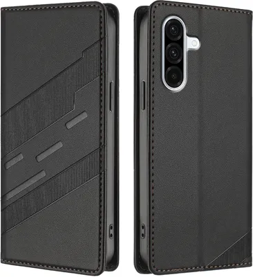 Image de Etui pour Samsung Galaxy A36 5G, étui en cuirPolyuréthaneavec fente pour cartes et fonction stand Schwarz