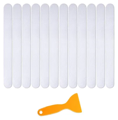 Produktbild von Anti-Rutsch-Streifen - 25 Stück - Transparent - 20 cm x 2 cm - Inklusive Schaber