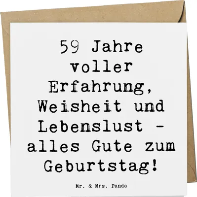 Produktbild von Mr. & Mrs. Panda Glückwunschkarte Spruch 59. Geburtstag - Weiß - Geschenk, Alter, Grußkarte, doppelkarte, alles Gute, Meilenstein, Geburtstagsgeschenk, 59 Jahre
