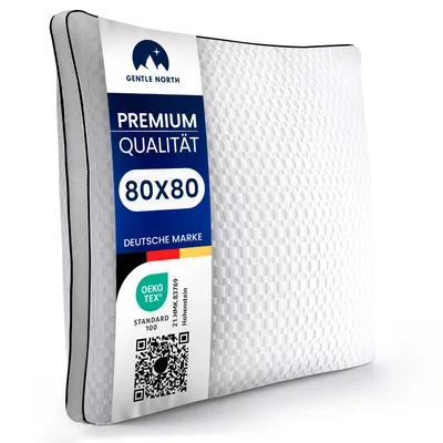 Produktbild von Hochwertige Kopfkissen 80x80 cm groß in Hotelqualität - Flauschiges, gut gefülltes Schlafkissen für Allergiker geeignet - 60° Waschbar
