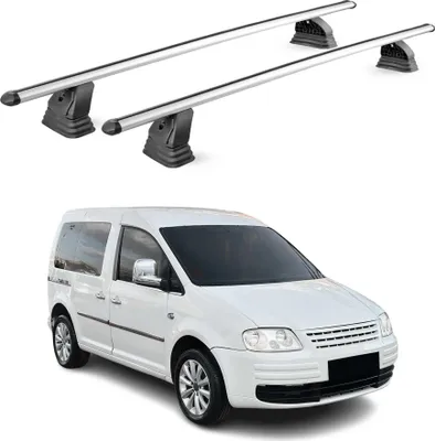 Productafbeelding van Aluminium dakdragers voor VW Caddy (2003-2015), afsluitbaar, met T-gleuf, draagvermogen 75 kg, 2-delig, zilver
