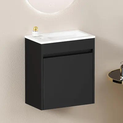Produktbild von Badezimmerschrank 46 cm schwarz Stauraum Soft-Close-Tür