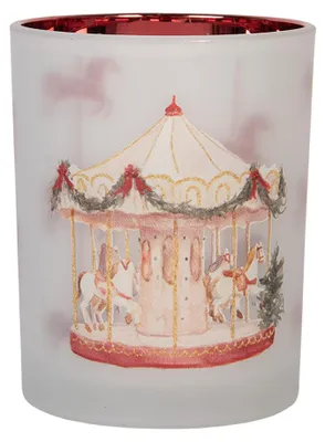 Immagine prodotto di Clayre & Eef Portacandela Ø 10x13 cm Bianco Vetro Natale