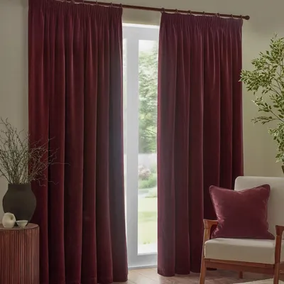 Immagine prodotto di Yard - Tende a pieghe "Chenille", imbottite RV3602 (137 cm x 117 cm) (barbabietola rossa)