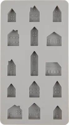 Produktbild von Rayher Silikon Gießform Mini Häuser, 14,5x26x1,5cm, 15 Formen
