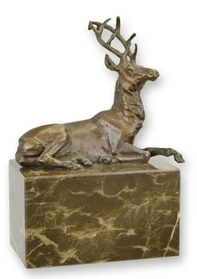 Produktbild von Bronzeskulptur Hirsch nach Carvin Replikat Retro Design Dekoration