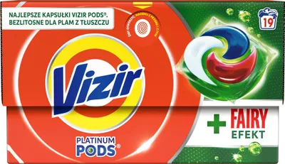 Zdjęcie produktu dla Vizir Platinum PODS + Fairy Effect Kapsułki do prania, 19 prań, 465,5g