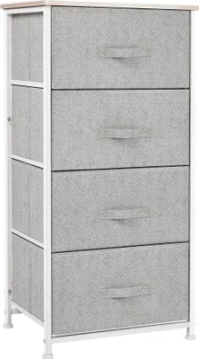 Image de HOMCOM Commode en Tissu Meuble de Rangement 4 tiroirs chiffonnier dim. dim. 45L x 30l x 92H cm Cadre en métal
