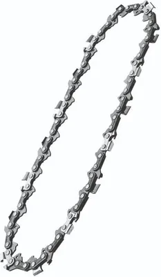 A close-up, isolated view of a chainsaw chain.