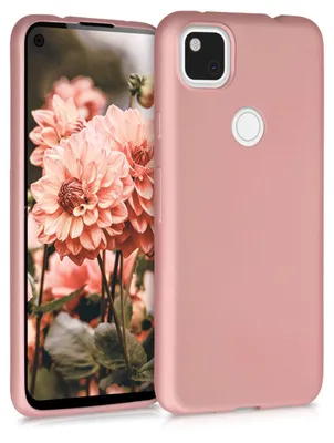 Produktbild von kwmobile Handyhülle für Google Pixel 4a Hülle - Silikon Case metallisch schimmernd - Schutzhülle Cover - Metallic Rosegold