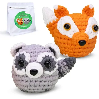 Produktbild von Häkelset für Anfänger mit Video-Tutorials, DIY-Geschenk, Garn und Werkzeugen, 1 Set