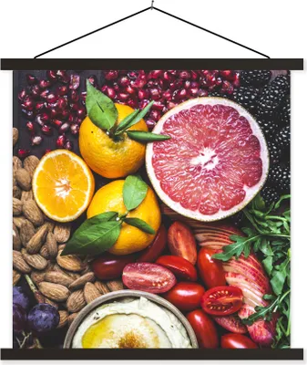 Produktbild von MuchoWow® Textilposter Gemüse - Obst - Farben 40x40 cm mit schwarzem Rahmen - Fotos