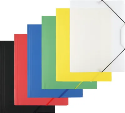 Produktbild von Sammelmappe für Din A4 | Dokumententaschen mit Gummiband | Ordnungsmappen aus Kunststoff | Gummizugmappe | 6 Stücke (1 Stück Pro Farbe 6x1)