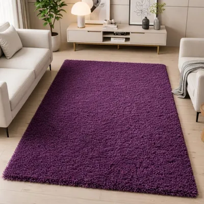 Produktbild von Shaggy Teppich in Lila für Wohnzimmer und Schlafzimmer – moderner Hochflor Teppich besonders weich und stilvoll Größe - 160 x 230 cm