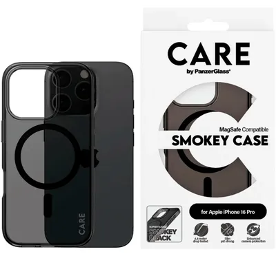 Immagine prodotto di CARE by PanzerGlass Smokey Custodia per iPhone 16 Pro - Compatibile con MagSafe Trasparente / Nero