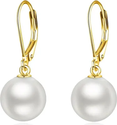 Image de VONALA Boucles d'oreilles en argent sterling et perle pour femmes et filles
