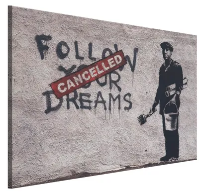 Produktbild von LUMASOUL Leinwand Bilder, Leinwandbild Natur Motiv, Wandbilder Holzrahmen und Webstuhl Wohnzimmer und Schlafzimmer, Bilder 120x80 cm Banksy Banksy 01