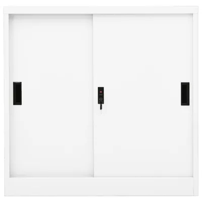 Produktbild von vidaXL Büroschrank mit Schiebetür Weiß 90x40x90 cm Stahl