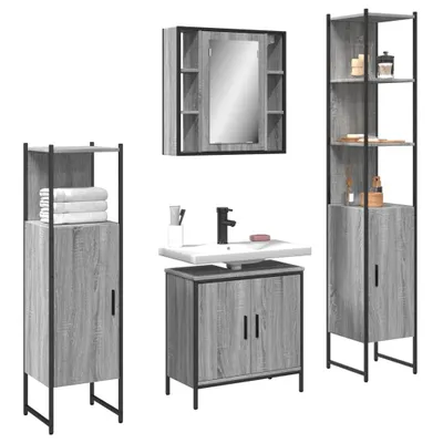 Productafbeelding van Maison Exclusive - Badmeubelset, 4-delig, grijs Sonoma, houtfineer