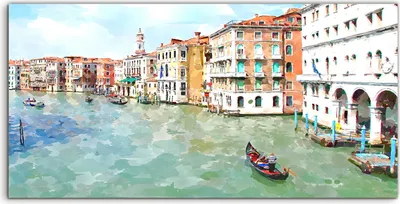 Produktbild von Coloray Acrylbild 120x60  Wandbild Acrylbilder Venedig Italien Stadt Wasser boote