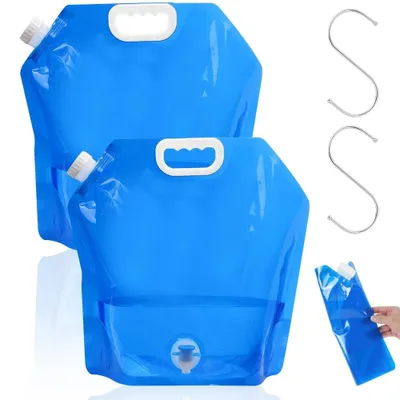 Produktbild von Wasserkanister Faltbarer Wasserkanister Trinkwasserbehälter - 10 Liter - 2er Set - Mit Zapfhahn - Lebensmittelecht - Outdoor