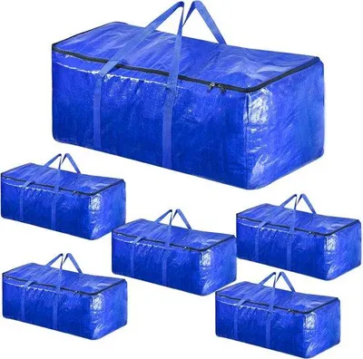 Produktbild von Wasserfeste Umzugstaschen für Kleidung 85 Liter wasserdichte Aufbewahrungstasche groß mit Reißverschlüssen (Packung von 6 Stücken)
