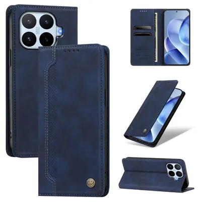 Produktbild von Handyhülle für Xiaomi 17T, Leder Wallet Klapphülle mit Standfunktion, Stoßfeste Schutzhülle Dunkelblau