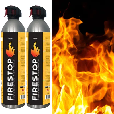Produktbild von 2er-Set Feuerlöschspray Firestop, Brandklasse A/F, Fluorfrei, 600ml, Fettbrandlöscher für Speiseöl bis 5L – Kompakt & Sicher, 5A 5F