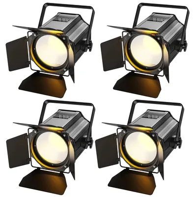 Zdjęcie produktu dla Reflektory sceniczne COB - Oświetlenie sceniczne DMX - Zestaw 4 sztuk - 200 W - Osłona przednia - Barwa ciepła i zimna - Wtyczka EU