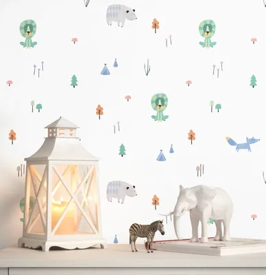 Produktbild von NEWROOM Tapete Weiß Papiertapete Tiere - Kindertapete Kinder Blau Grün Wald Babytapete Niedlich
